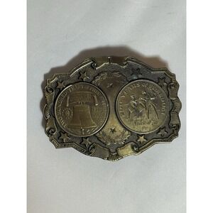 Vintage LEWIS Pewter 1976 Bicentennial 3 3/4" Belt Buckle, Spirit of '76, MC